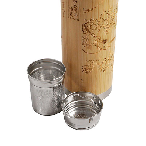 Bouteille à thé en bambou 400 ml - La grande vague de Kanagawa