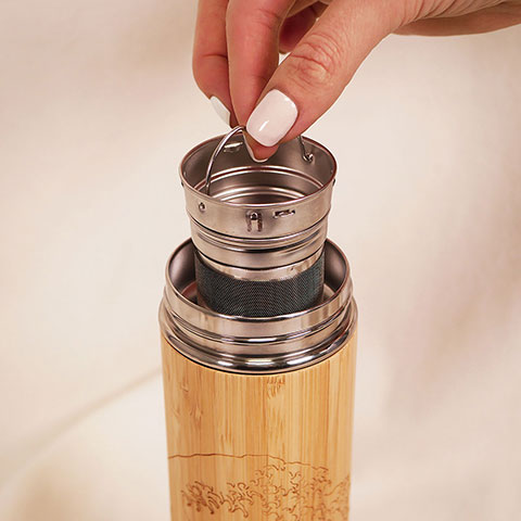 Bouteille à thé en bambou 400 ml - La grande vague de Kanagawa