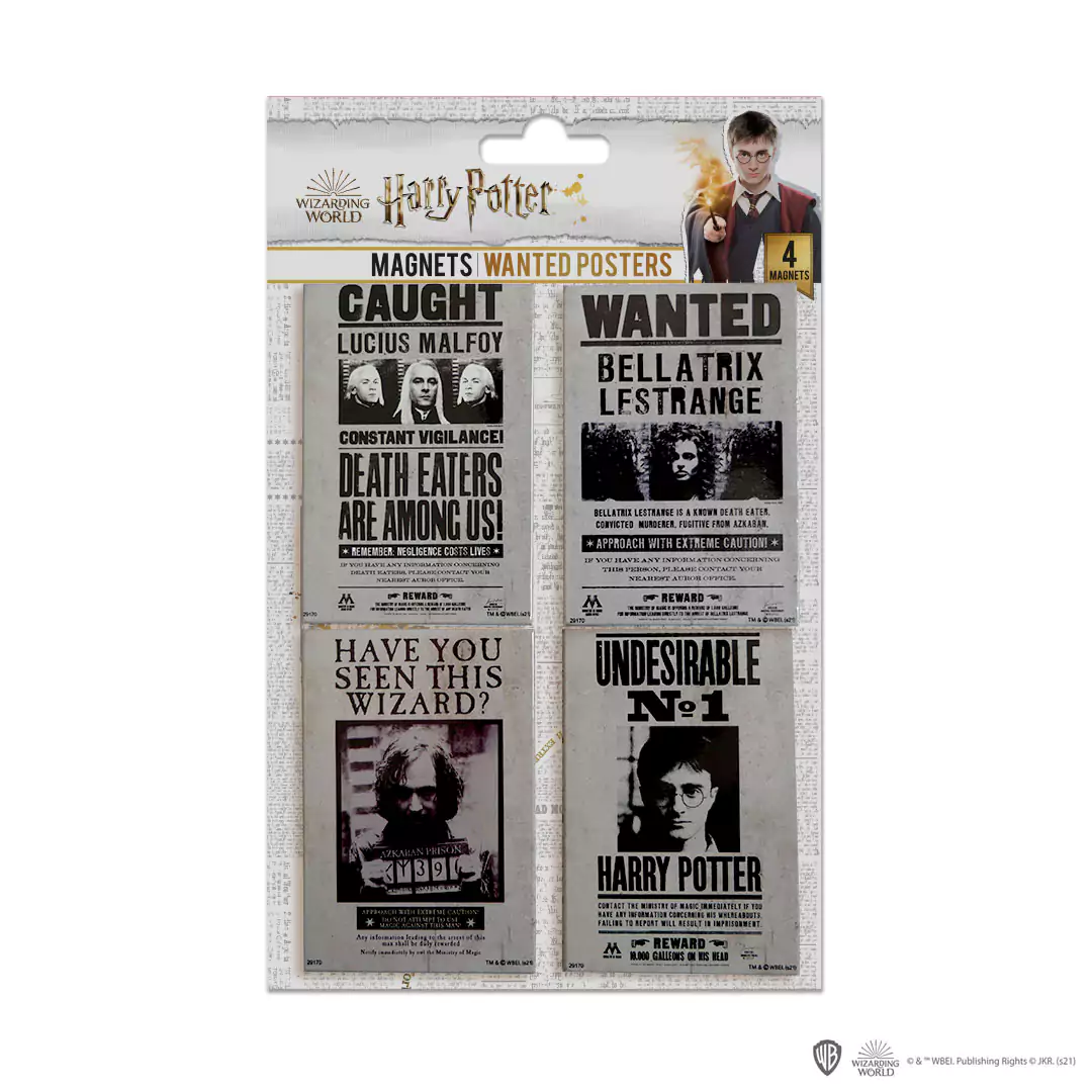 Set de 4 magnets - Affiches Wanted - Harry Potter