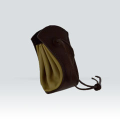 Bourse en cuir bicolore beige et marron