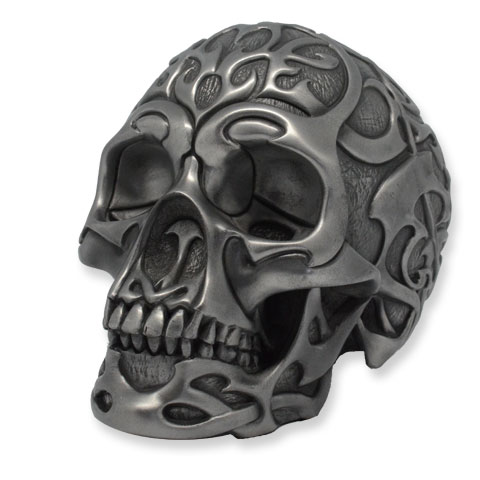 Crâne Tribal Skull en finition argenté (modèle L)