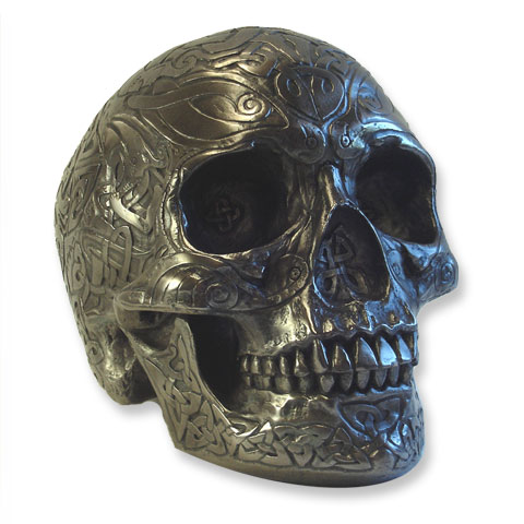 Crâne Celtic Skull en finition Gun Metal (modèle L)
