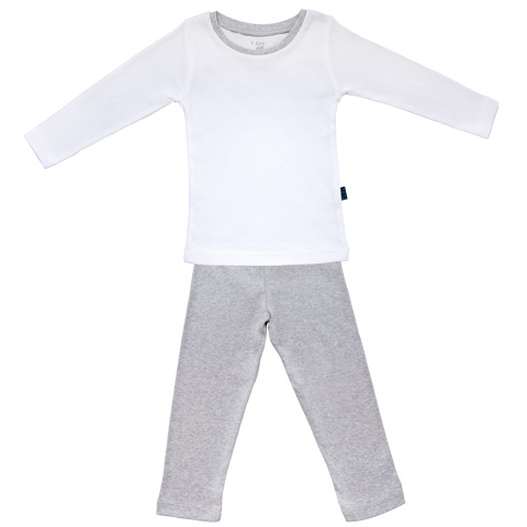 Pyjama Bébé manches longues DBS - Coton - Blanc couture grise