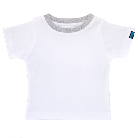 T-shirt enfant manches courtes One Piece - Coton - Blanc couture grise