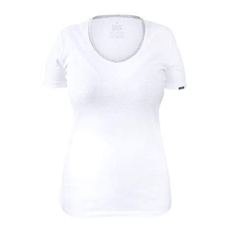 T-shirt femme - Coton - Blanc couture grise