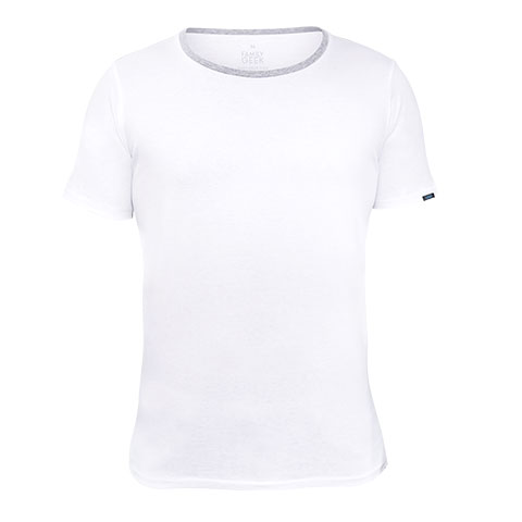 T-shirt Homme - Coton - Blanc couture grise